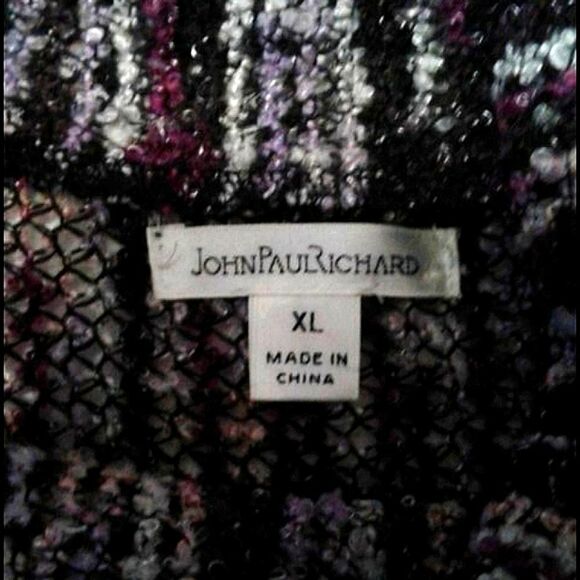 Vintage John Paul Richard Purple Cowl Neck Balloon Sleeves Textured Sweater - Picture 6 of 7